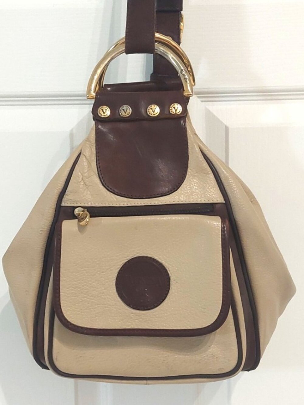 Vintage 1990s Valentina Italian Leather Convertible Bag | Two-Tone